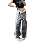 Vintage Contrast Panel Straight Leg Jeans