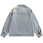 Loose-fitting Ripped Stitched Fashionable Washed Denim Jacket
