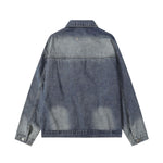 Silver Metal Flower Studs Denim Jacket
