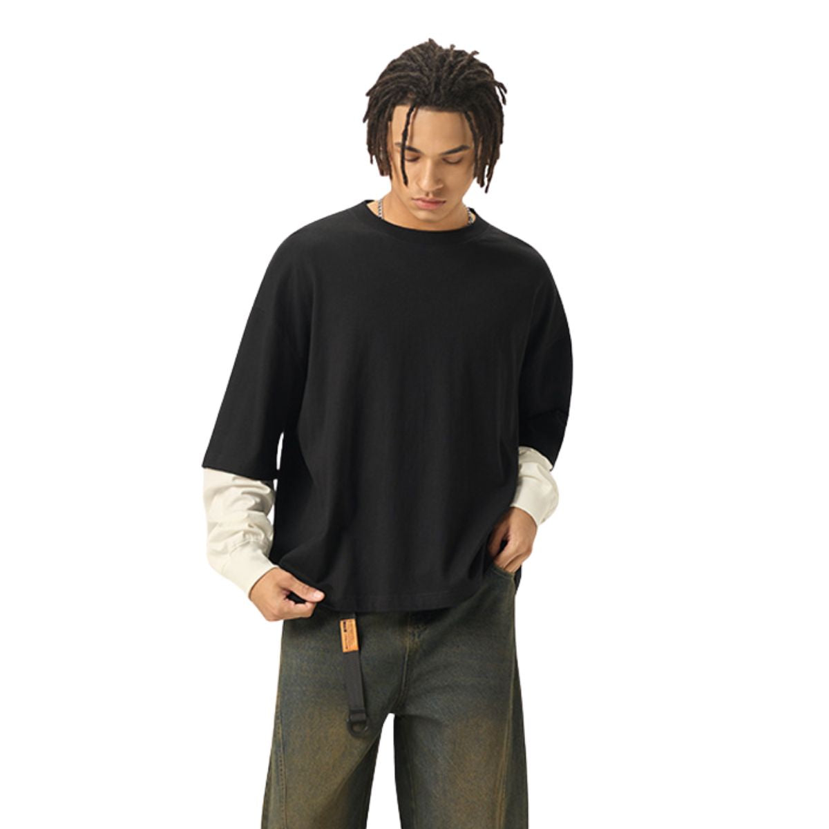 Boxy Fit Two-Layer Sleeve T-Shirt 280gsm