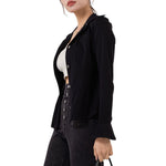 Knit Denim Button-Front Long Sleeve Shirt