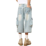 Baggy Cargo Denim Cropped Pants
