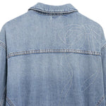 Rhinestone Bow Back Washed Denim Trucker Jacket