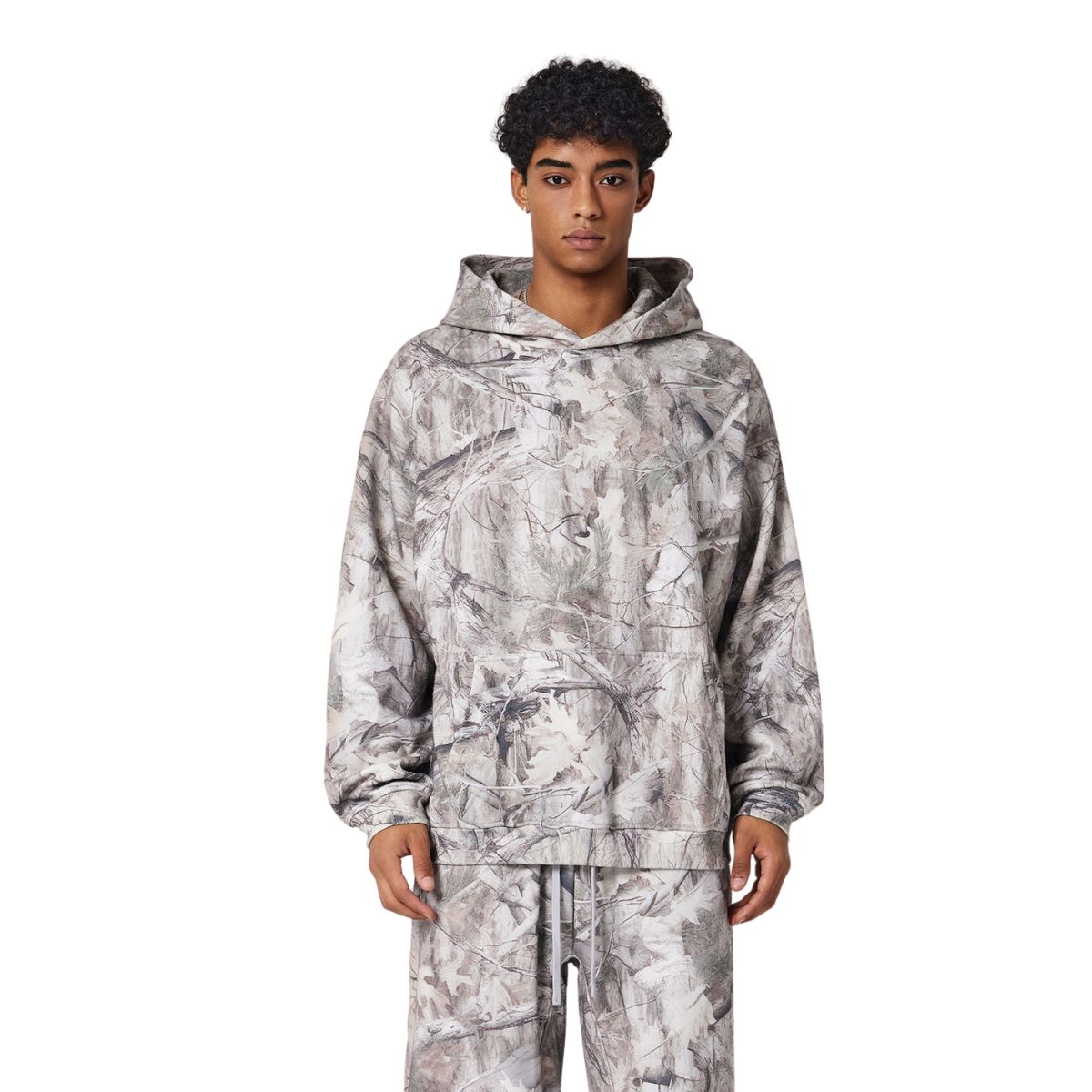 Relaxed Branch Camouflage Fleece Hoodie
