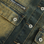 Button-Front Washed Denim Vest