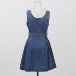 Belted Flared Denim Mini Dress