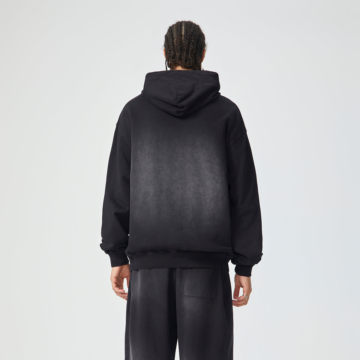 Black Faded Kangaroo Pocket Hoodie