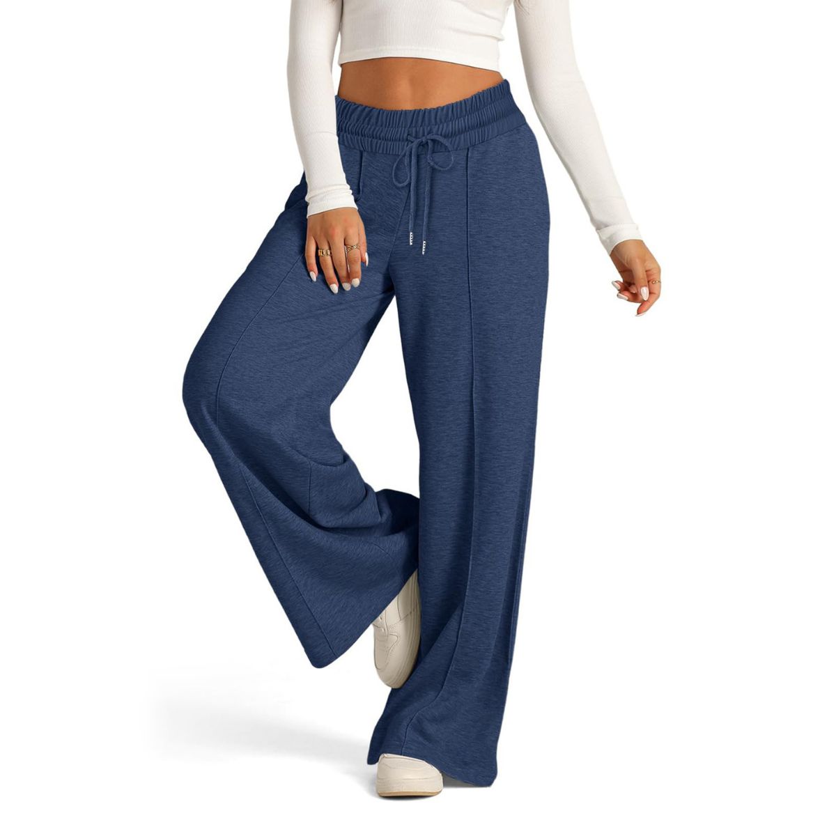 Women's Drawstring High Waist Wide Leg Pants Casual Comfy Trousers