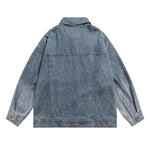 Zipper Design Chinese Ethnic Pattern Patchwork Denim Jacket