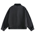 Vintage Washed Distressed Dropped Shoulder Workwear Multi-pocket Denim Jacket