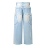 Faded Bleach Geometric-Pocket Baggy Jeans