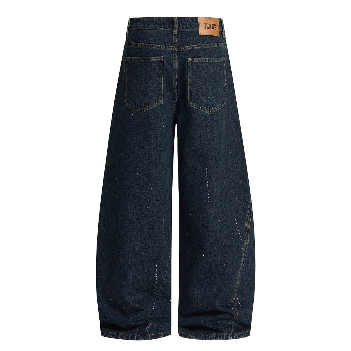 Embellished Dark Blue High Waist Wide Leg Jeans