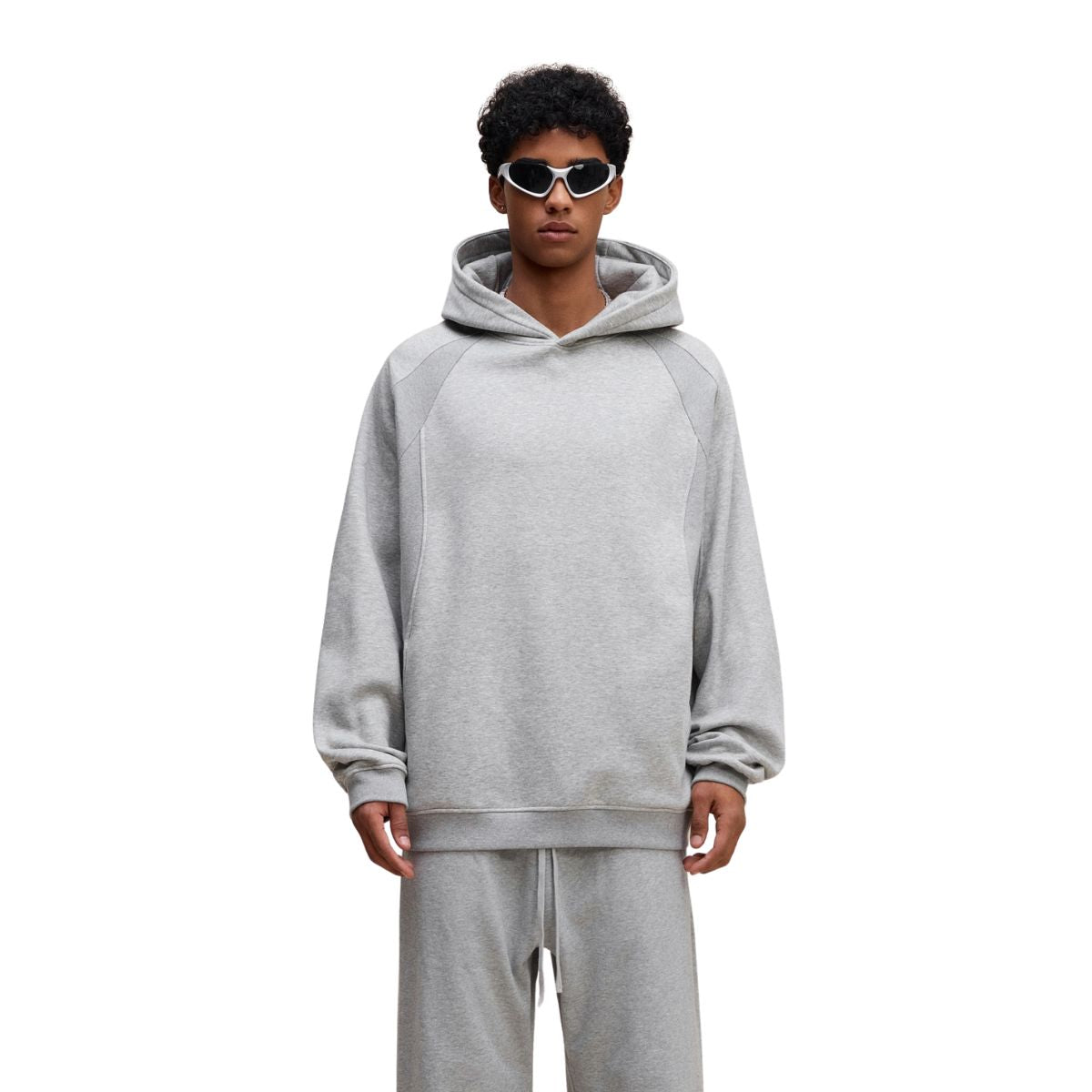 Relaxed Fit Paneled Fleece Hoodie
