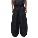 Vintage Hook-Front Barrel-Leg Denim Jeans