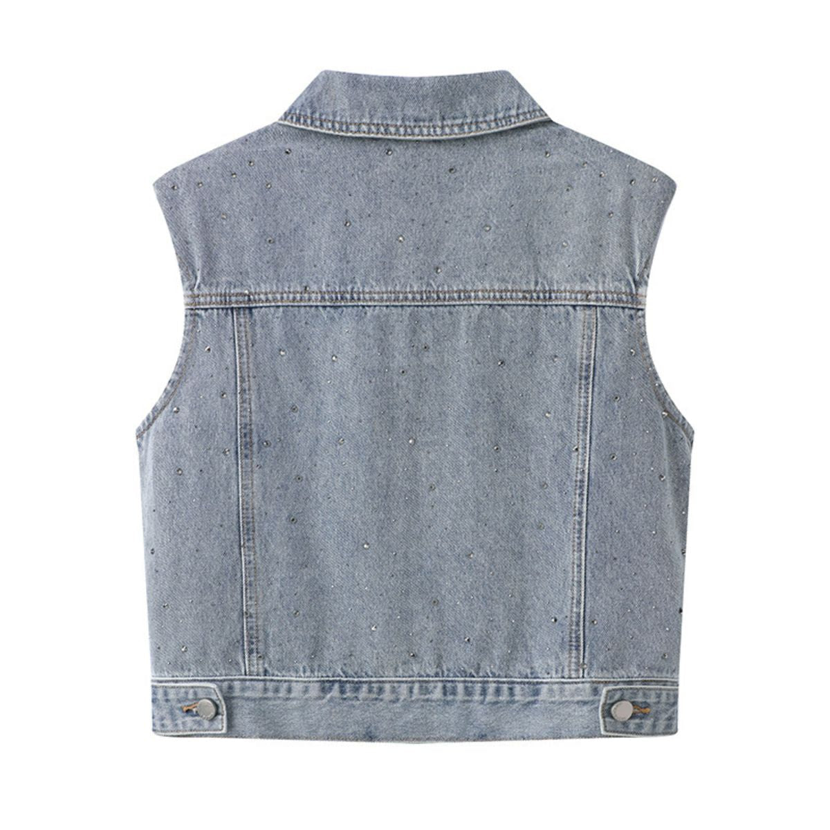 Women's Rhinestone-Embellished Denim Vest
