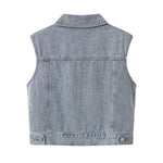 Women's Rhinestone-Embellished Denim Vest