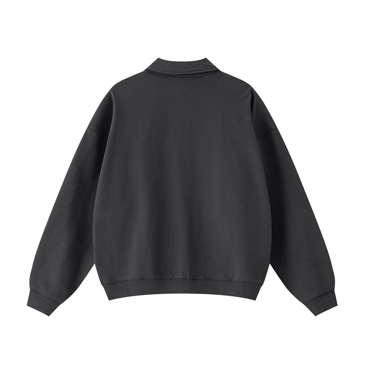 Relaxed Zip-Front Solid Color Sweatshirt