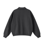 Relaxed Zip-Front Solid Color Sweatshirt