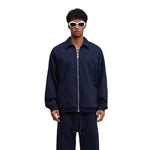 Relaxed Zip-Front Solid Color Sweatshirt