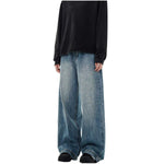 Vintage Washed Baggy Straight-Leg Denim Jeans