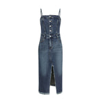 Spaghetti Strap Denim Bustier Midi Dress
