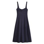 A-Line Strappy Denim Midi Dress