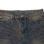 Vintage Wash Ripped Knee Loose Jeans