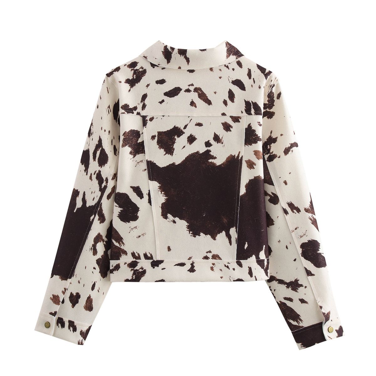 Cow Printed Relaxed Denim Jacket