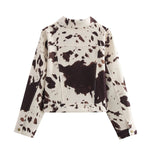 Cow Printed Relaxed Denim Jacket