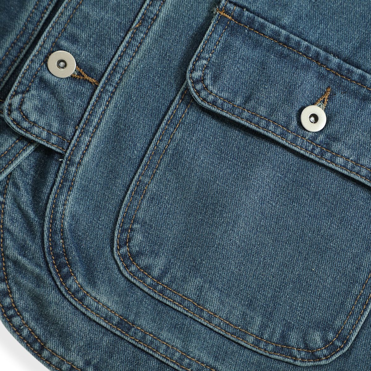 Relaxed V-Neck Denim Cargo Vest