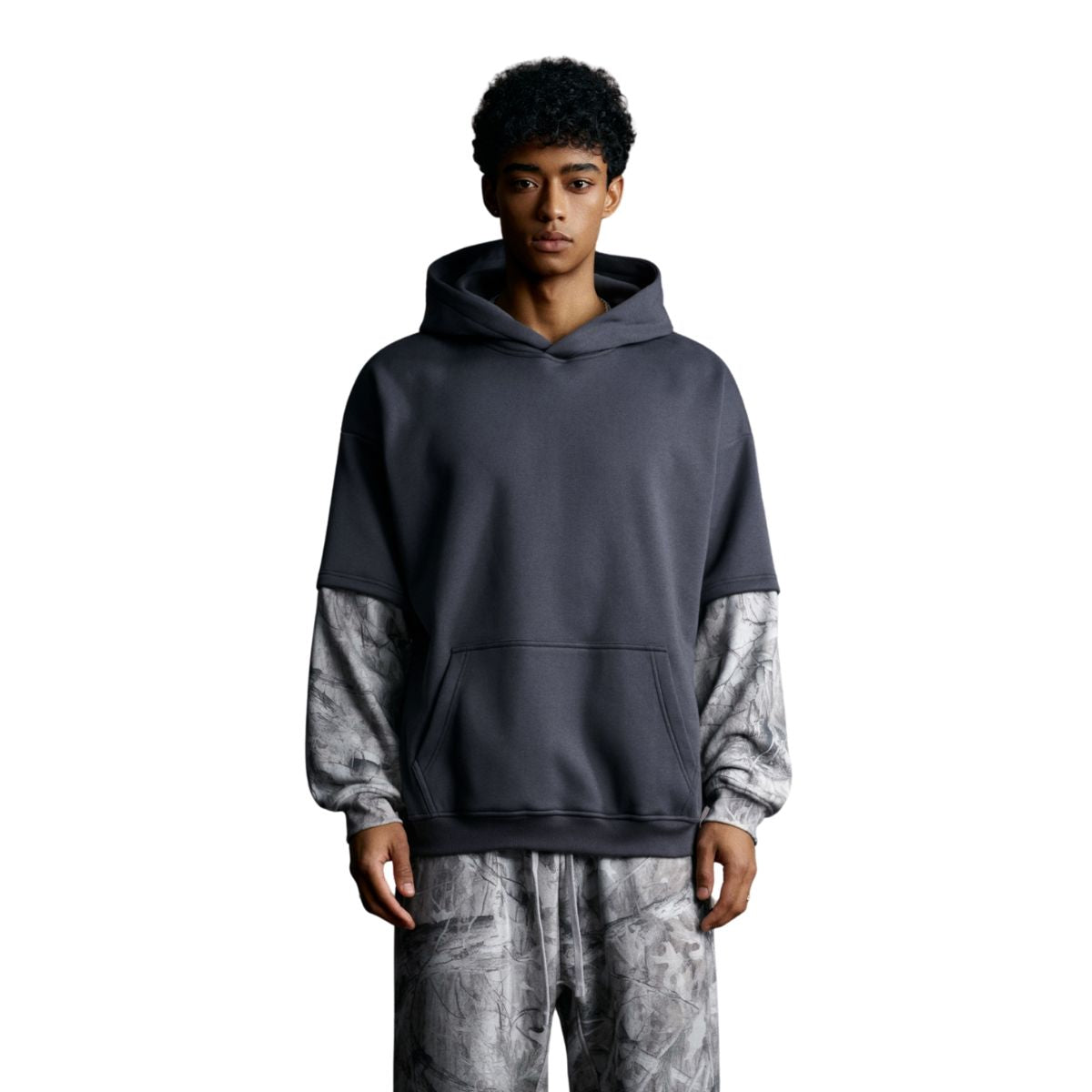 Branch Camo Two-Layer Sleeve Fleece Hoodie