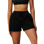 Women's Solid Pleated Cotton Shorts