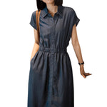 Cap Sleeve Relaxed Denim Midi Dress