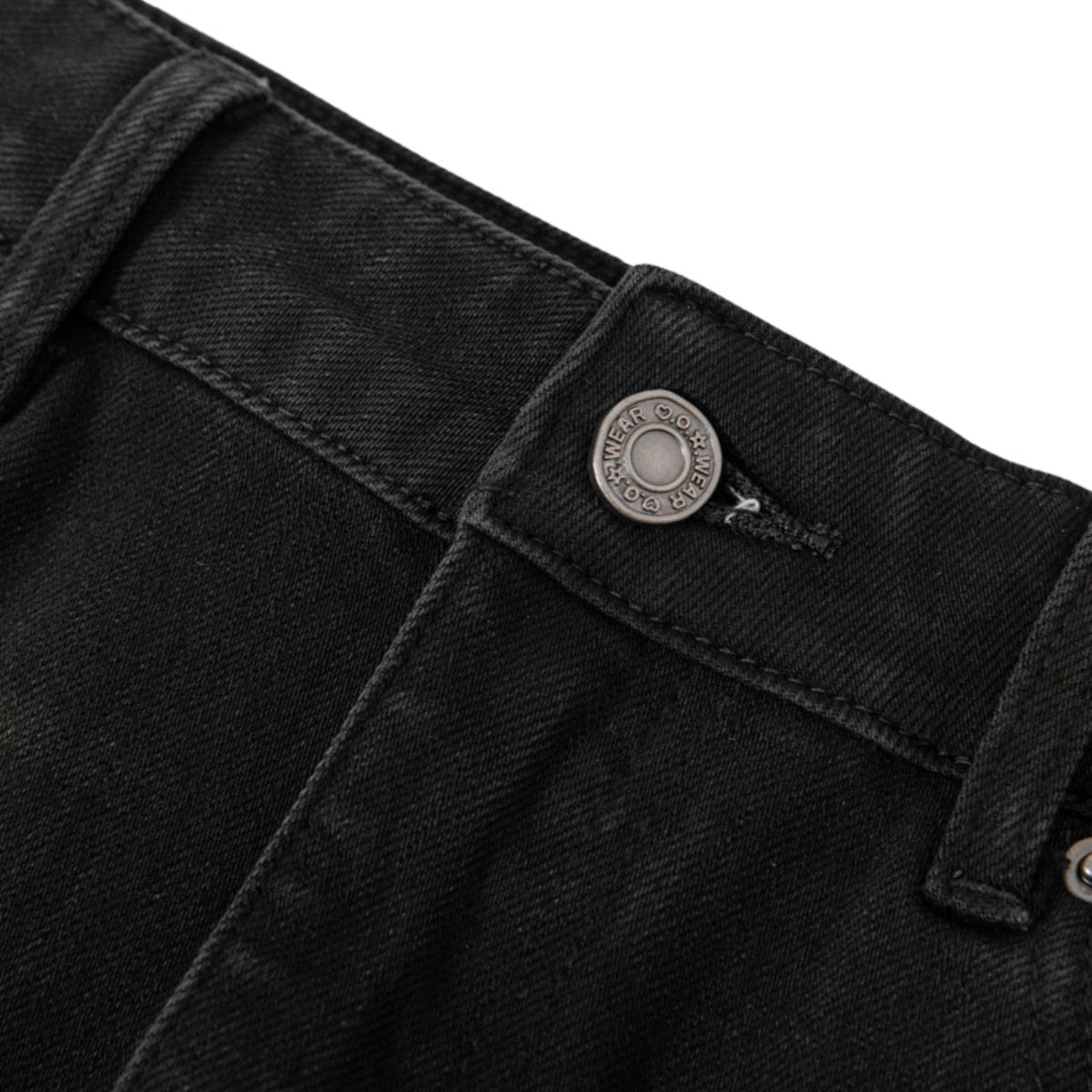 Vintage Black Whisker Denim Mini Skirt