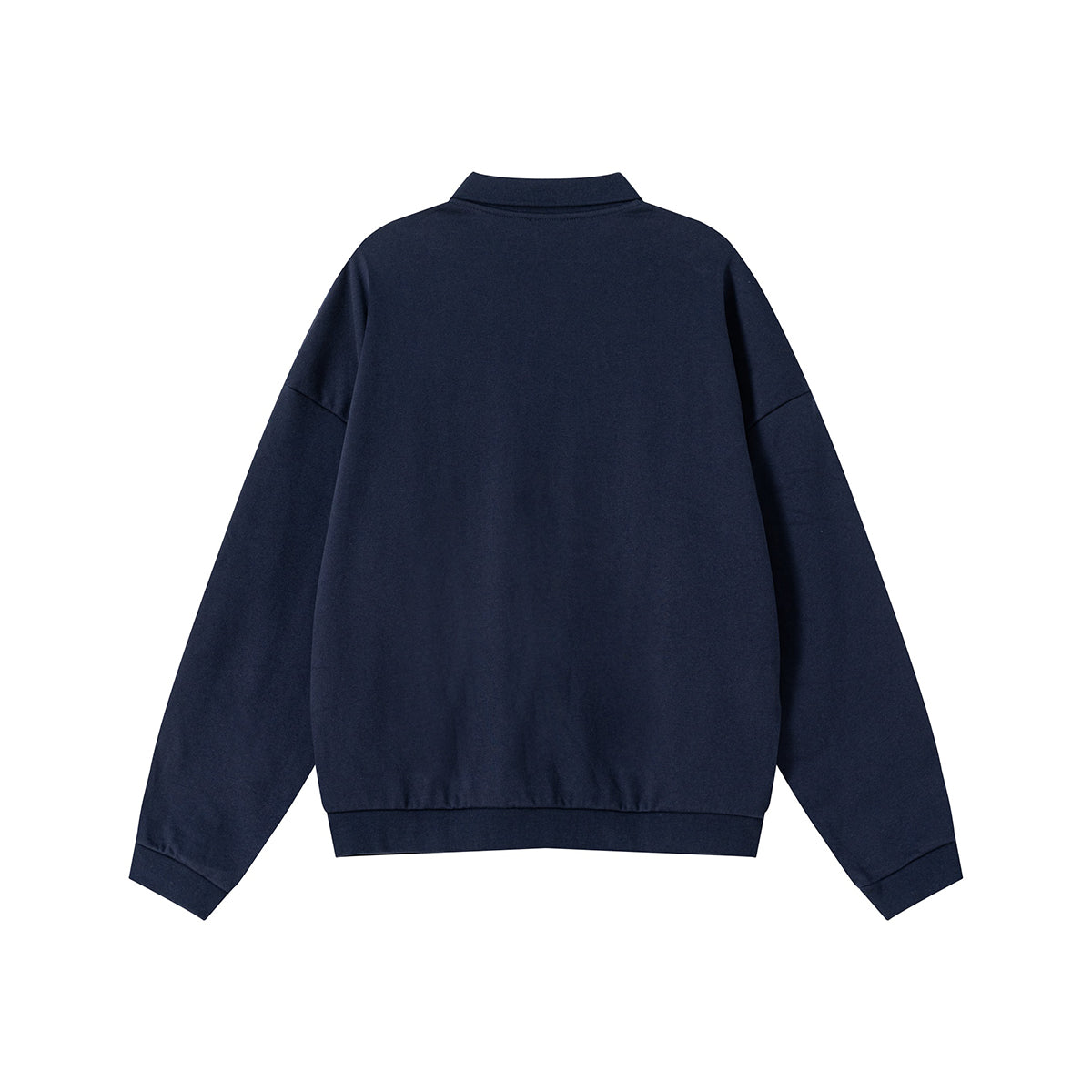 Relaxed Fit Solid Color Polo Neck Sweatshirt