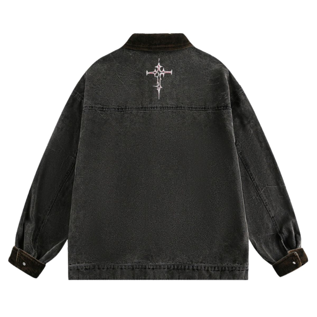 Retro Dark Graffiti Print Mottled Spider Letter Denim Jacket