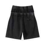 West Coast Waffle Double Waistband Snow Washed Distressed Shorts