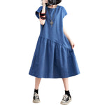 Cap Sleeve Oversized Denim Midi Dress