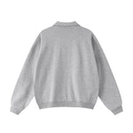Relaxed Zip-Front Solid Color Sweatshirt