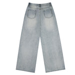 High Street Baggy Wide Leg Distressed Patchwork Denim Jeans