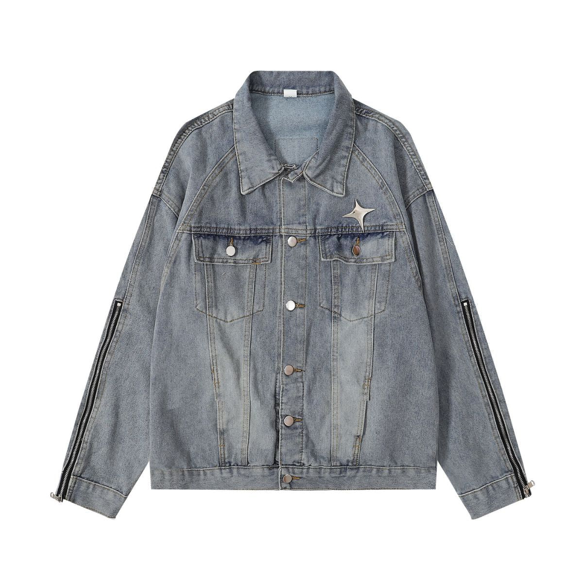 Relaxed Washed Faded Denim Jacket