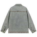 Retro Fashionable Temperament Lapel Embroidered Loose Denim Jacket