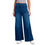 Women's Vintage Whiskered Wide Leg Jeans Stretchy Casual Pants