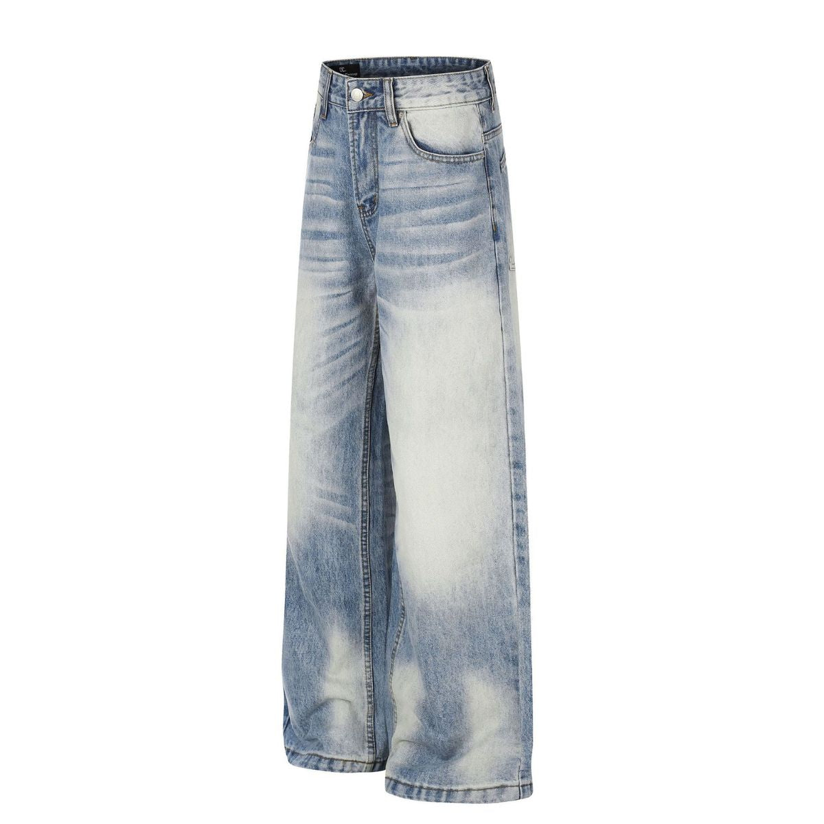 Vintage Light Wash Wide Leg Jeans with Whiskered Fade