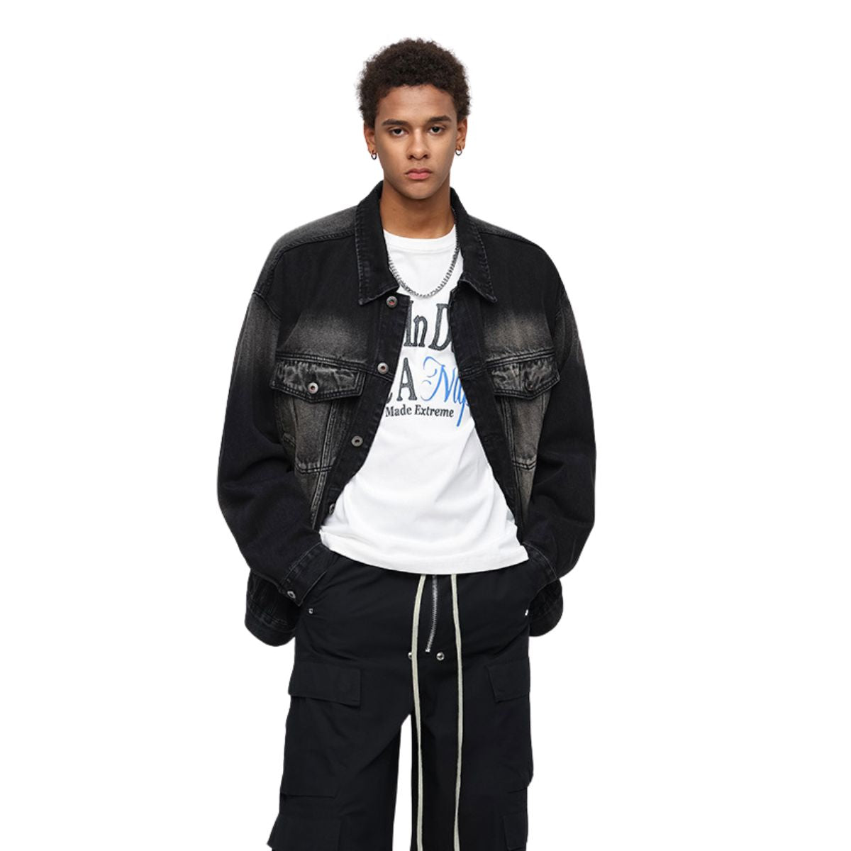 Washed Gradient Trucker Denim Jacket