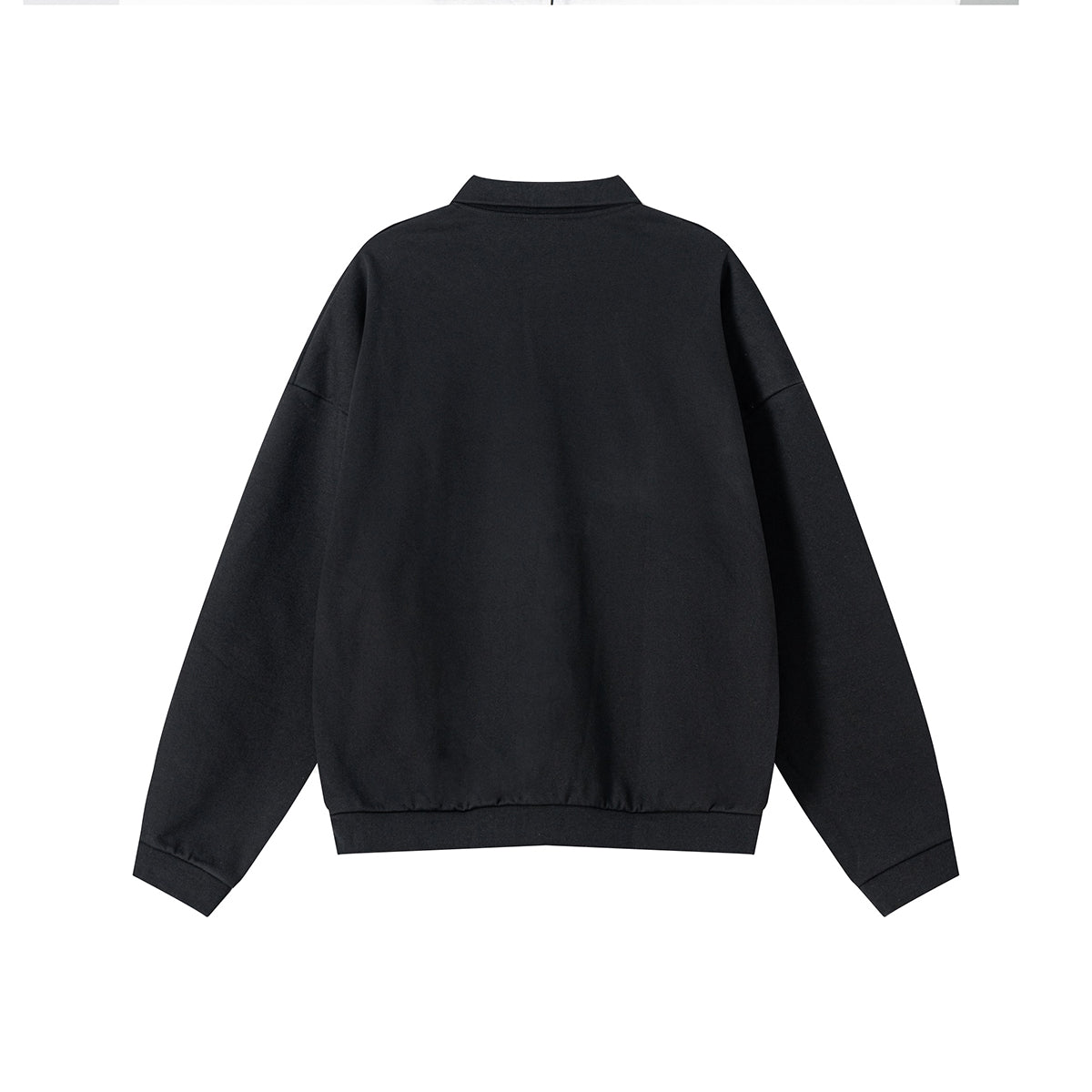 Relaxed Fit Solid Color Polo Neck Sweatshirt