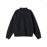 Relaxed Fit Solid Color Polo Neck Sweatshirt
