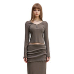 Long-Sleeve Ribbed Henley Top 8.25oz