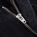 Floral-Embroidered Cut-Out Wide-Leg Jeans