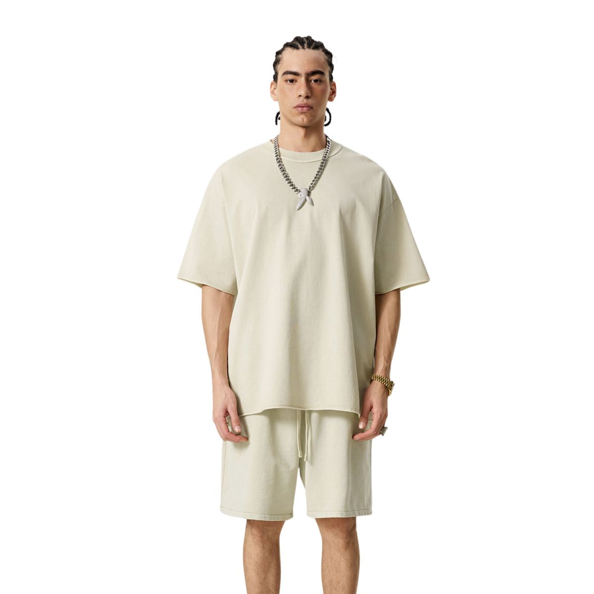 Washed Raw Edge Reverse T Shirt 275gsm